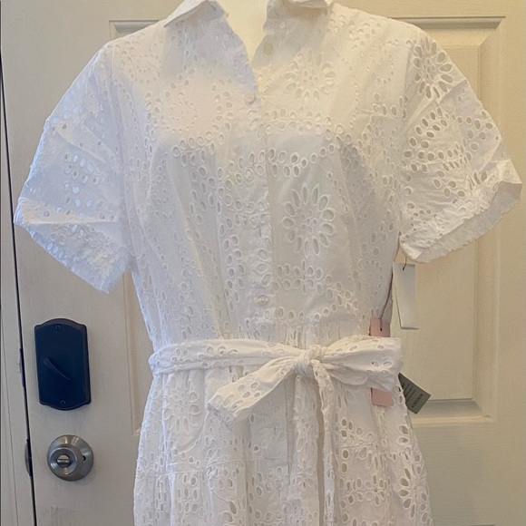 Rachel Parcell Tiered Eyelet Shirtdress, XL - Picture 3 of 8